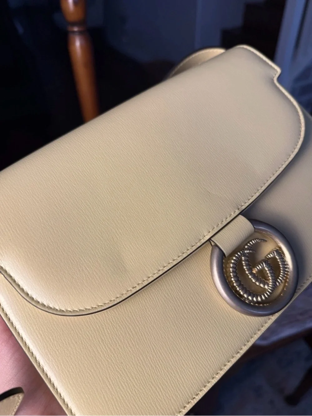 Gucci GG Ring Azalea Butter Yellow Calf Leather Shoulder/Crossbody Bag 589474